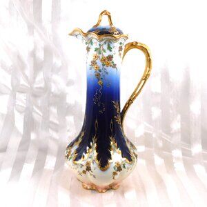 Haviland & Gerard, Dufraisseix & Abbot Dark Blue Floral Chocolate Pot # 26415